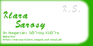 klara sarosy business card